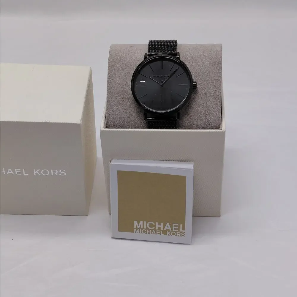 $225 NWT Michael Kors Mens Auden Watch Black Mesh Gift Stainless Steel 42mm